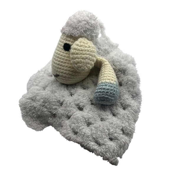 Chloe the Sheep Lamb Plush Lovey Security Blanket Crochet Soft 16"x16" - Picture 4 of 6